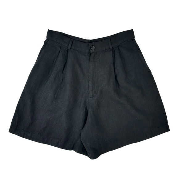 OZMA Pants - OZMA of California Black Linen High Rise 6" Inseam Shorts sz M